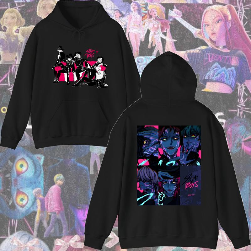 KPop Devil Hunter Sweatshirt Hooded Children's Spring and Autumn Outfit Rumi Mira Zoey Cartoon Anime Girl Long Sleeved Top