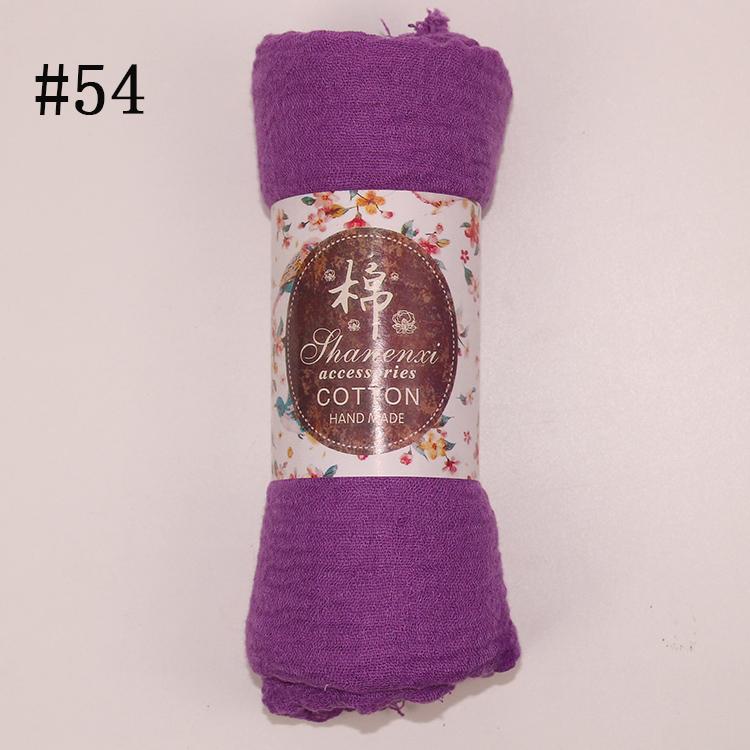 Muslim Women Solid Color Scarf Shawl Cotton Crinkle Hijab