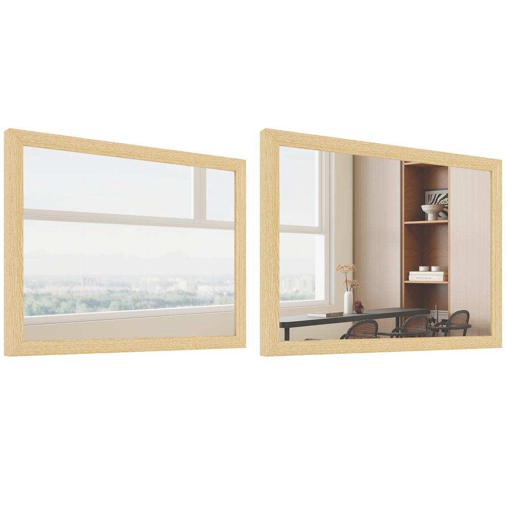 Wall Bathroom Mirror, 30 x 40 cm Wall-Mounted Mirror for Living Room, Bedroom, Hallway, Set of 2, Natural