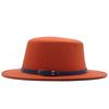 Hat Women's Woolen Top Hat Autumn and Winter Solid Color Retro Gentleman British Style Flat Top Belt Accessories Felt Hat