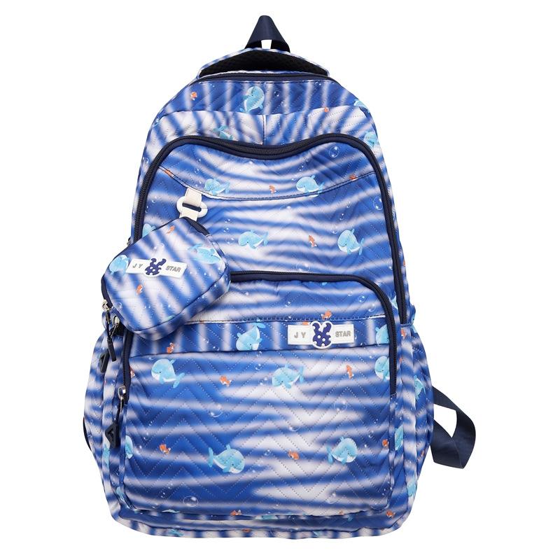 Zebra Print Backpack Women's Large Capacity Backpack Student School Bag with Coin Purse