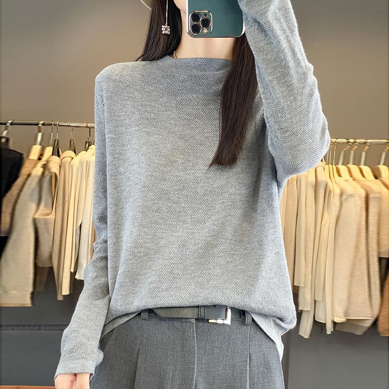 Dámský celoroční svetr z 50% vlny a 50% hedvábí | Lehký teplý pulovr z příze | Luxusní úplet z kašmírového hedvábí