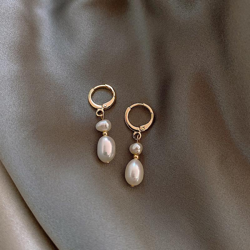 Baroque Freshwater Special-Shaped Pearl Ear Buckle Women S French Rice Freshwater Pearl Earrings Ear Jewelry