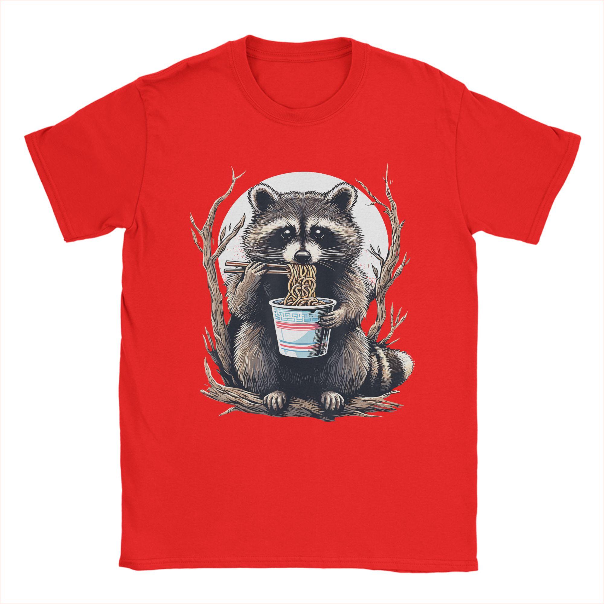 

Raccoon Eating Instant Noodle Cup Funny Gifts For Women Unisex T Shirt Summer Cotton T Shirts For Adult Pattern Tee Shirt Clothing S