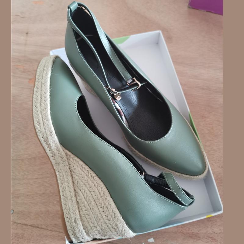 Classic Wedges Shoes For Women Spring Casual Ankle Straps High Heels Pumps Shoes White Green Wedge Wedding Office Shoes Female