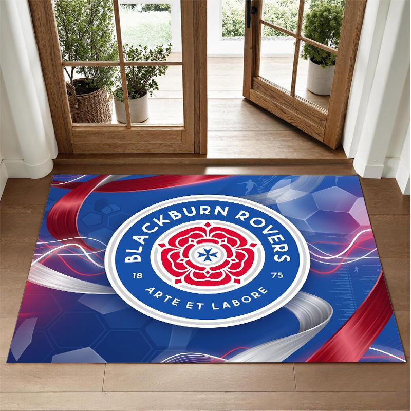 Blackburn Rovers Football Design Crystal Velvet Rug Soft Decorative Mat for Bedroom Entrance