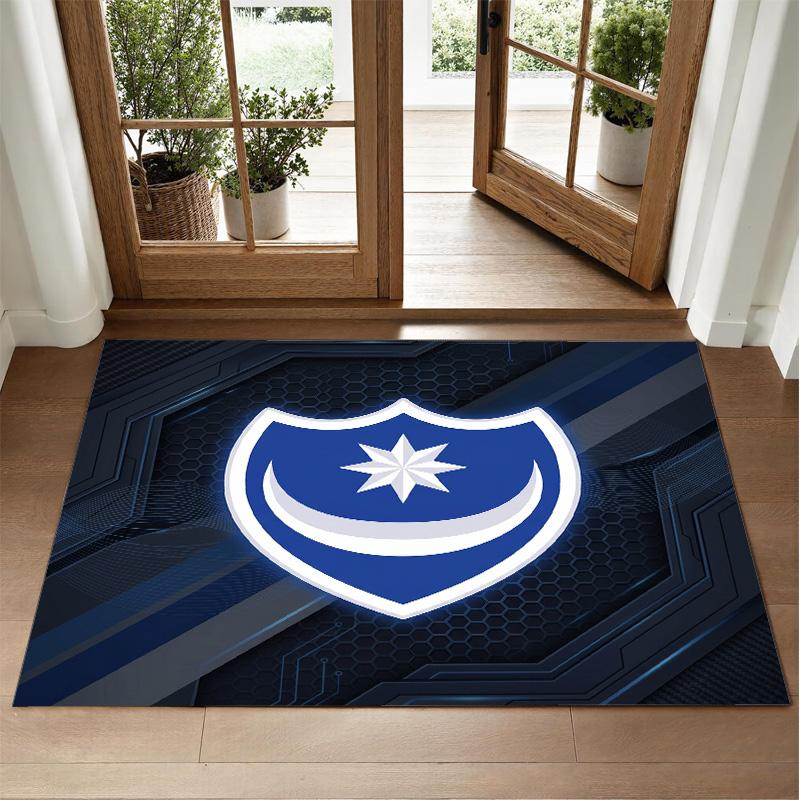 Portsmouth FC Design Kristall-Samt-Teppich Weich Dekorative Matte für Schlafzimmer Eingang