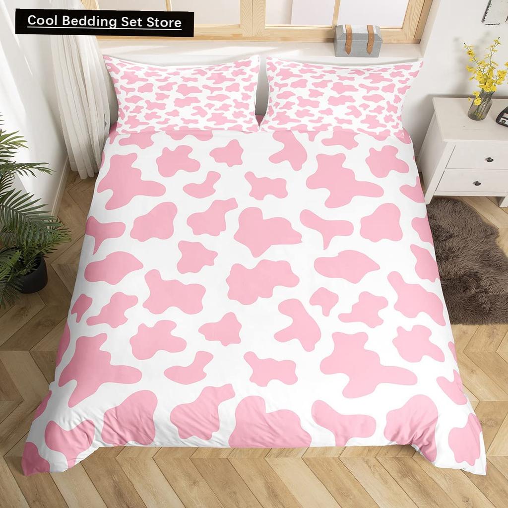 Milk Cow Duvet Cover King Queen Size Cute Cartoon Cows Bedding Set for Kids Farmhouse Rustic Animal 2/3pcs Polyester Quilt Cover
