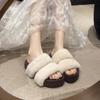 Fashion 2025 New Women Fur Slippers Open Toe Shoes Summer Flats Platform Sandals Trend Comfort Home Shoes Casual Flip Flops Slides