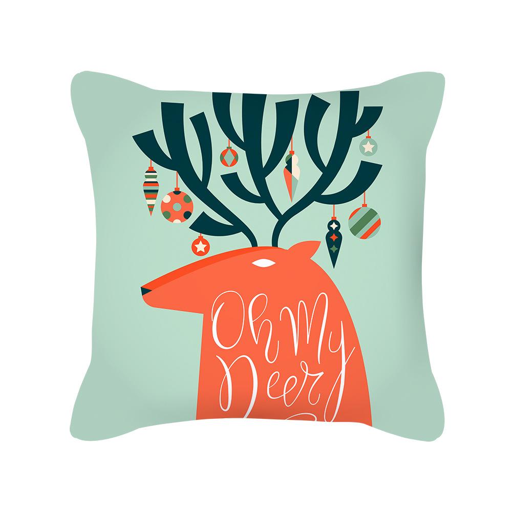 New Cartoon Santa Claus Christmas Pillow Cover Holiday Gift Square Cushion Cover