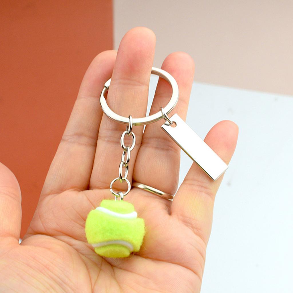 Realistic Tennis Keychain Accessory For Sports Fan Lightweight Portable Design Alloy Materials Keyring Creative Gift