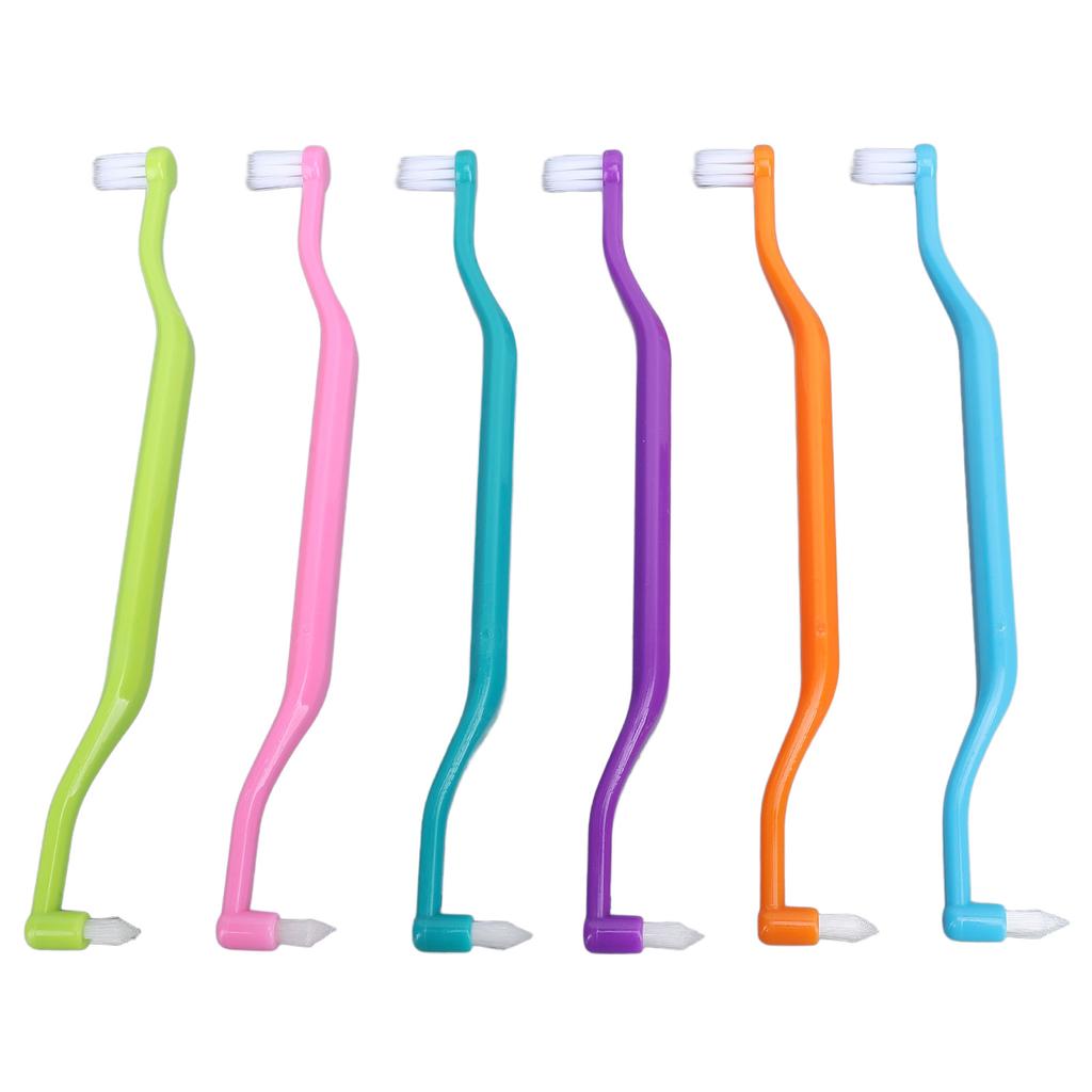 12Pcs Double Sided Cat Toothbrush Efficient Curved Handle Elastic Bristles Cat Teeth Cleaning Brush for Kitten Small Pet