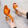 Summer New Transparent Sole High Heels Design Sense Square Head Sandals Fashion Temperament Cool Slippers