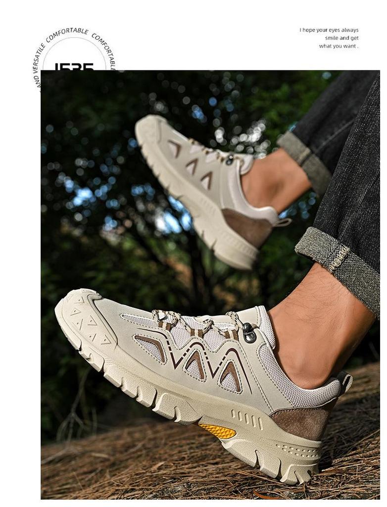 Men's Outdoor Hiking Shoes - Breathable, Wear-Resistant, Non-Slip, Lightweight for Autumn and Winter.