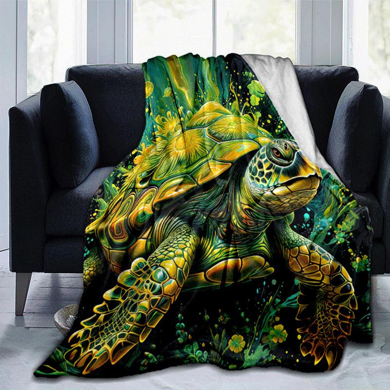 1 Stück Schildkrötenmuster Leichte Flanelldecke, Bequeme und Warme Decke, für Camping Sofa Bett und Couch Büro, Geeignet für Geschenk Blank
