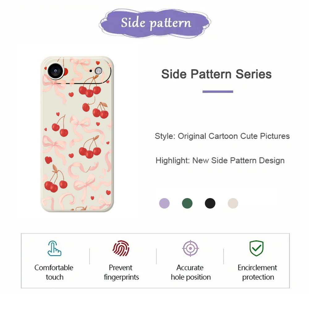 For iPhone 17 Air Case Big Bow Cherry Pattern Printing Straight Edge TPU Phone Back Cover