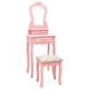 Day and Night - Day and Night Pink Paulownia Wood Dressing Table and Stool Set 50x59x136 Cm