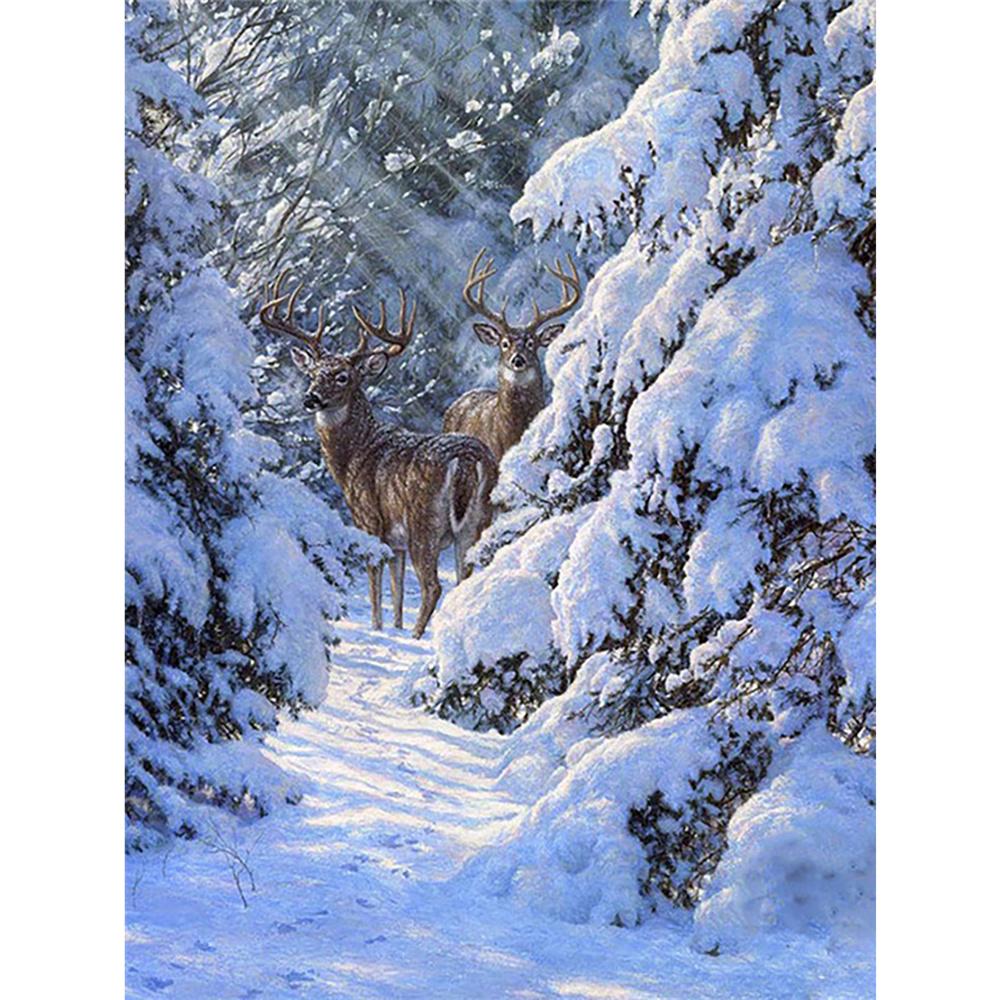 DIY Diamond Painting Snow Diamond Mosaic Landscape Sunset Embroidery Rhinestone Full Round Diamond Cross Stitch Home Gift