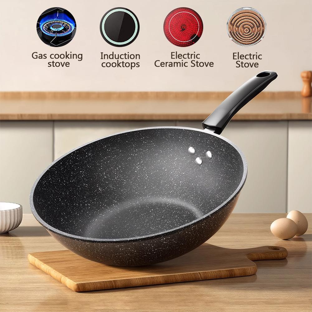 Medical Stone Multifunctional Wok Pan Lightweight Deep Stir Fry Pan Cooking Pan for Induction Cooker Gas Stove