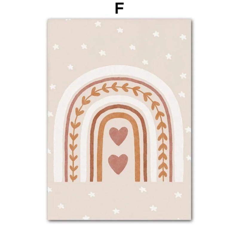 Boho Cartoon Girls Horse Rainbow Heart Wall Art Nordic Posters Pictures For Kids Room Home Decor Nursery Canvas Prints Painting