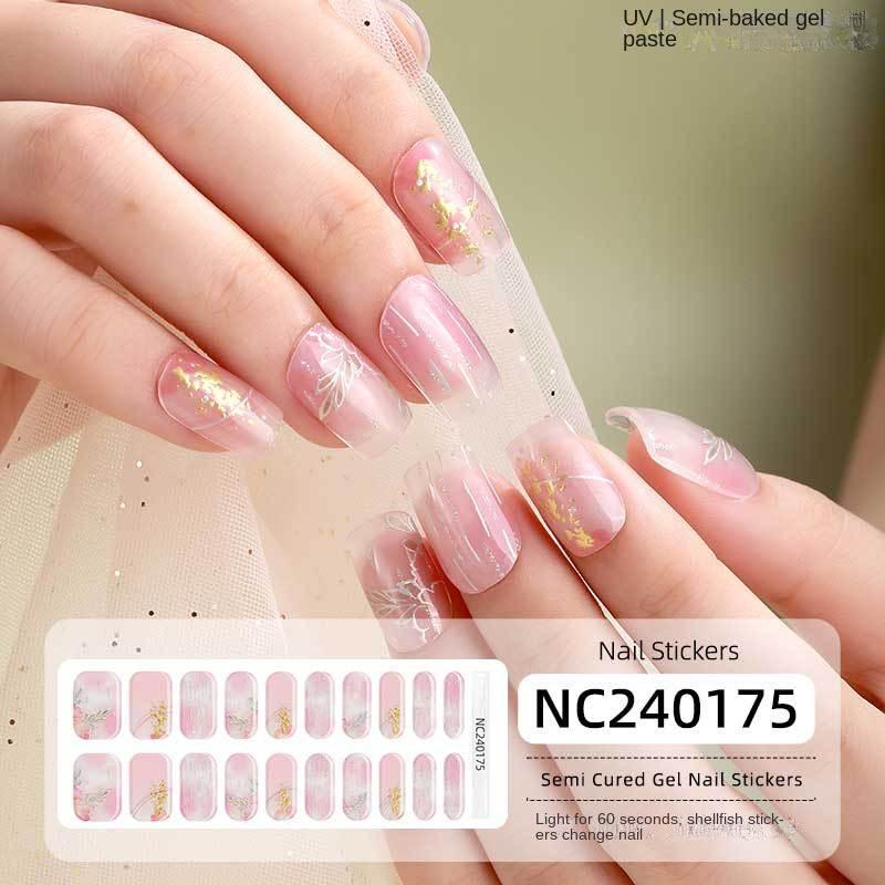 New Hot Stamping Laser Gel Nail Stickers French Nail Polish Glue Semi-cured Gel Nail Stickers