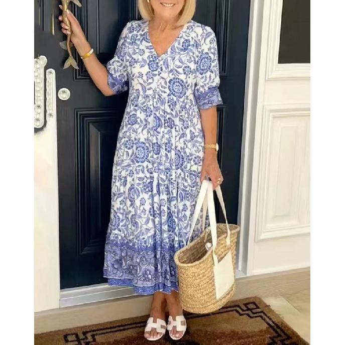 New Women'S Clothing Daily Temperament Elegant Casual Pure Desire Sexy Printed Jumpsuit Long Skirt Light Dress High-End Party Dress