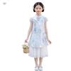 Girls' Summer Cheongsam Hanfu Princess Dress - New Chinese Style Floral Embroidery Costume