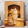 5D Pearl Kit Pearl Cat Cozy Fireplace Design DIY Enamel Art for Living Room Bedroom Wall Decoration Handmade Gift