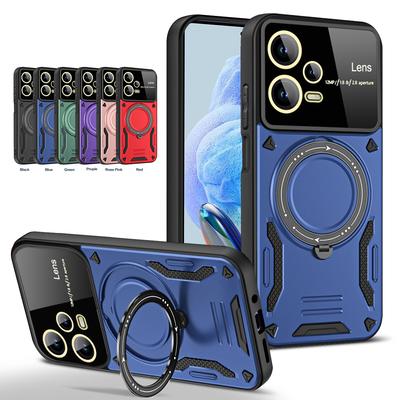 Capa à prova de choque para Redmi Note 13 12 12S 11 SE 11S 10 9 9S Pro Max Plus 4G 5G Suporte de anel magnético Protetor de câmera Capa de telefone