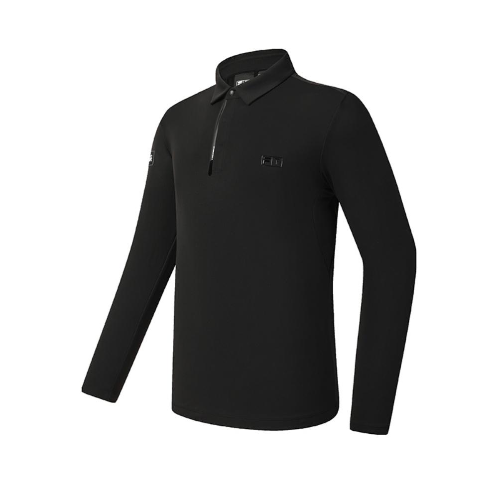 Fila Golf Series Comfortable Casual Sports Long Sleeve Solid Color Logo Polo Shirt Men Tops A11M545207FBK