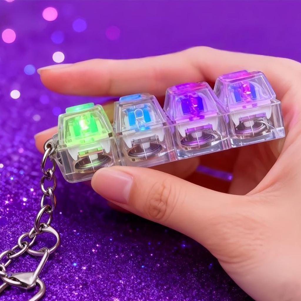 2-pack Keyboard Stress Relief Toy - 4-key Backlit Stress Relief Keyboard Keychain, Backlit Mechanical Keyboard Clicker Toy, Portable Stress Relief Toy