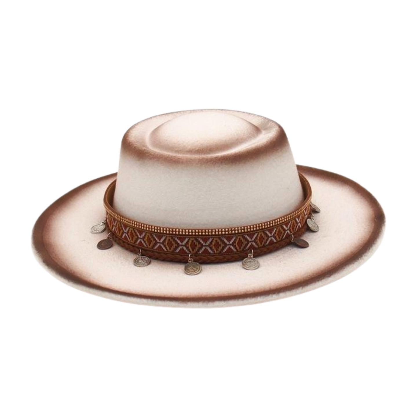 

Amazon, Western Europe, America, Cowboy Hat, Vintage Jazz Top Hat, Ethnic Style, Silver Money Accessories, Outdoor Big-Brimmed Felt Hat one size [m domed]