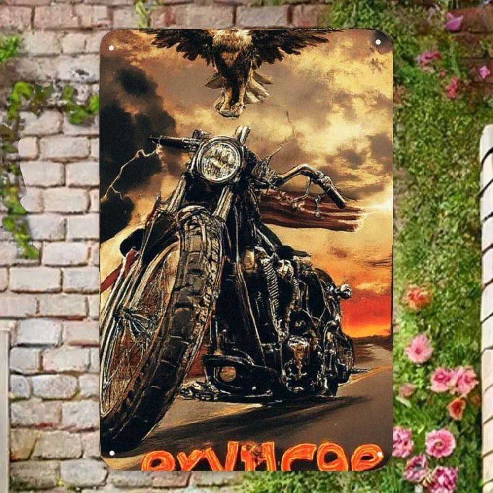 Vintage Motorcycle Metal Tin Sign Retro Biker Garage Wall Decor Industrial Style Art