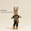 Houndstooth Rabbit Cartoon Figure Keychain with Scarf Pendant