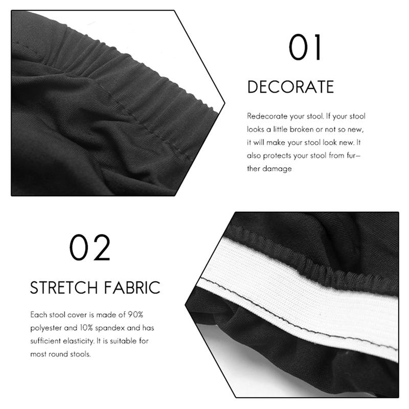 A95I-4 Pack Round Bar Stool Covers - Super Soft And Washable Elastic Stool Cushion Slipcover For Bar 12-14 Inch Chair-Black