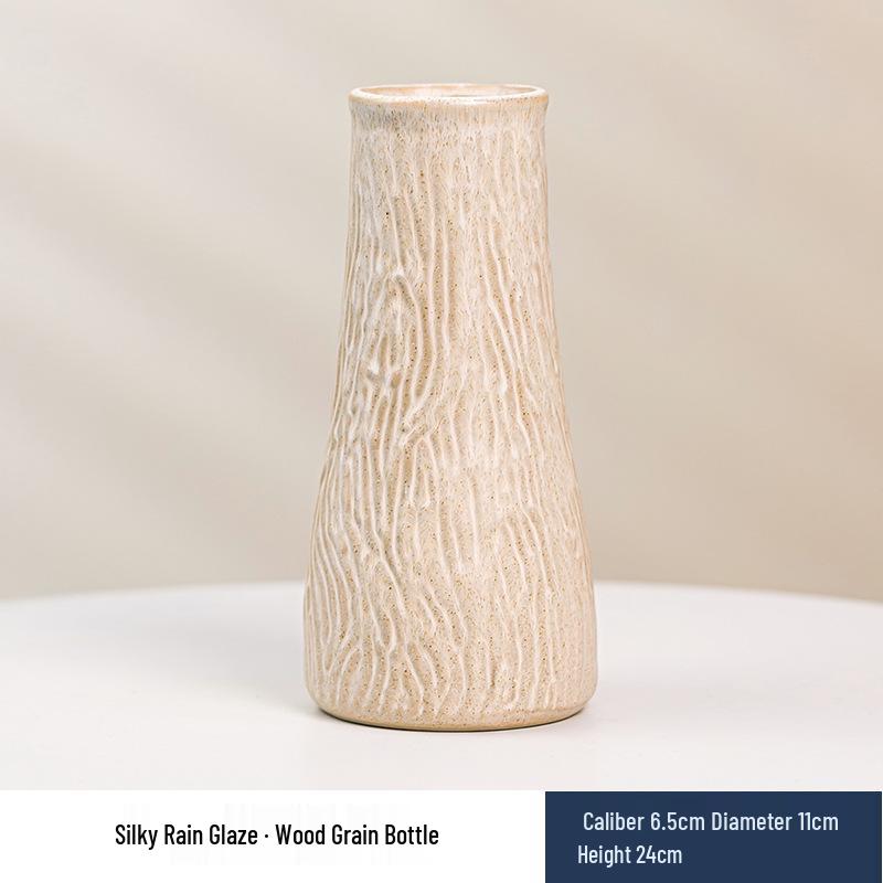 Wabi-Sabi Ceramic Vase: Elegant Hydroponic Bamboo Arrangement for Living Room & Dining Table