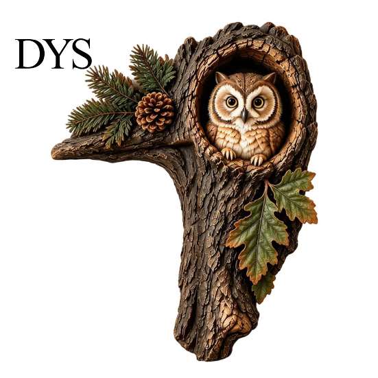 Ferienhaus Büro Dekor Wald Streifenhörnchen Türhänger, Harz Baumhöhle Ecke mit Eiche Dekoratives Fensterschild Blätter, Niedliches Waldtier