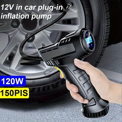 1pc Car Plug-in Portable Air Compressor Pump, Digital Tire Inflator For Cars, Bicycles & Balls