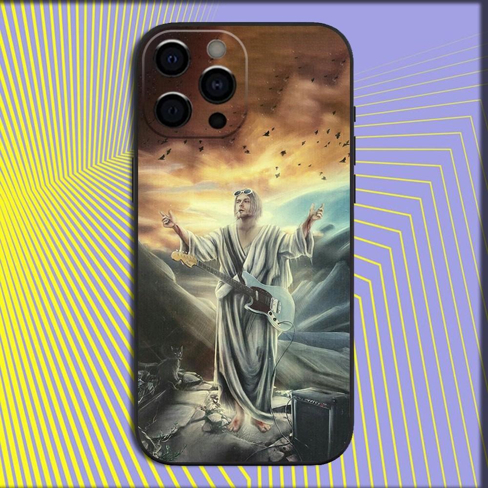 Music K-Kurt Cobain Band Phone Case For iPhone 16,15,14,13,12,11,Pro,X,XS,Max,XR,Plus,Mini Soft Black Cover