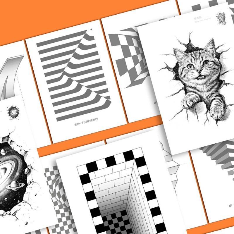 1/3Pcs Magic 3D Optical Illusion Drawing Books Visual Effect Tutorials Interesting Art Learning Supplies for Kids Hobby