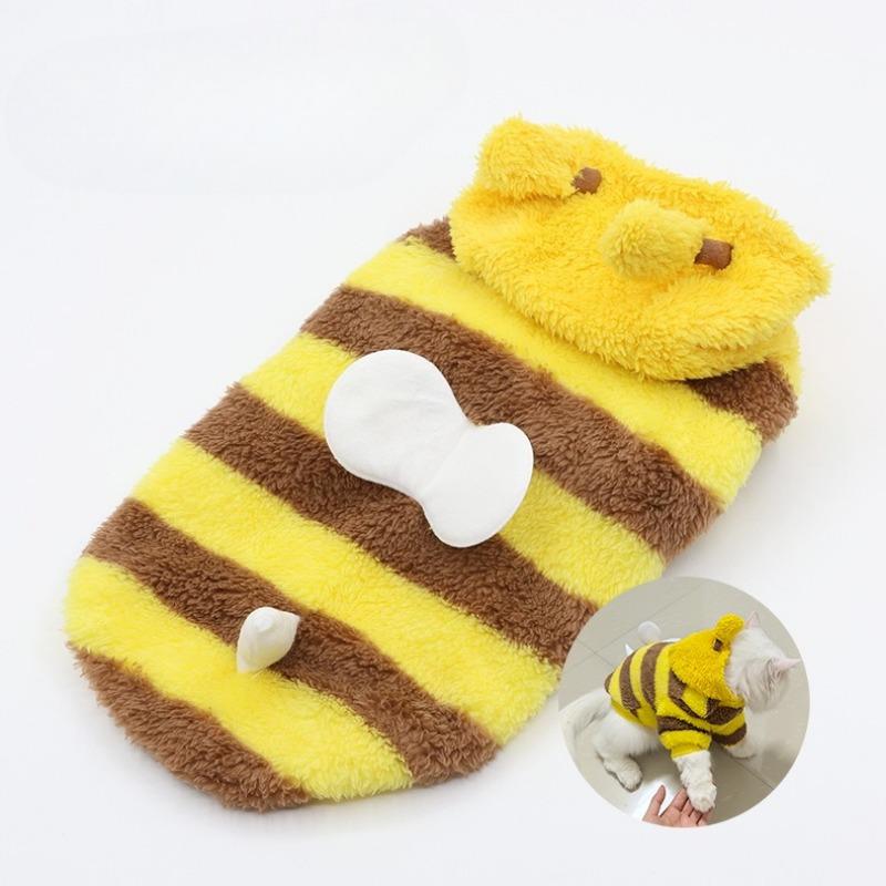 Dog Clothes for Big and Small Dogs, Cat Pet Clothes, Autumn and Winter Pet Supplies, Bee-pulling Fleece Transformation Clothes