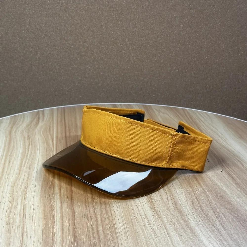 Fashion UV Protection Leopard Print Visor Cap Sunscreen Solid Color Transparent Hollow Hat Adjustable Cool Sun Hat Hiking