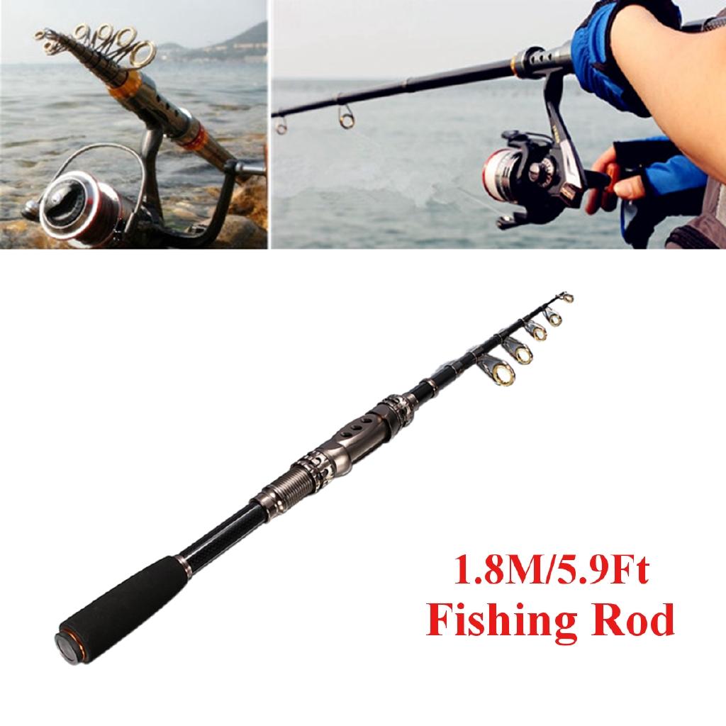 1.8M 5.9Ft Telescopic Carbon Fiber Fishing Rod Travel Spinning Fishing Pole