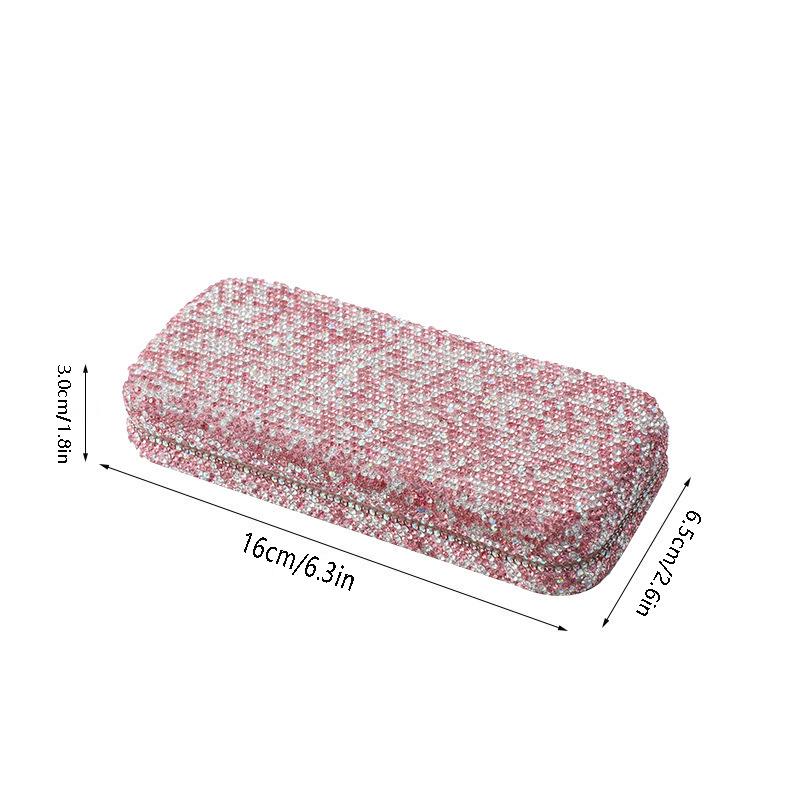 Diamond-Studded Car Sunglasses Holder - Portable Storage Box for Car Interior
