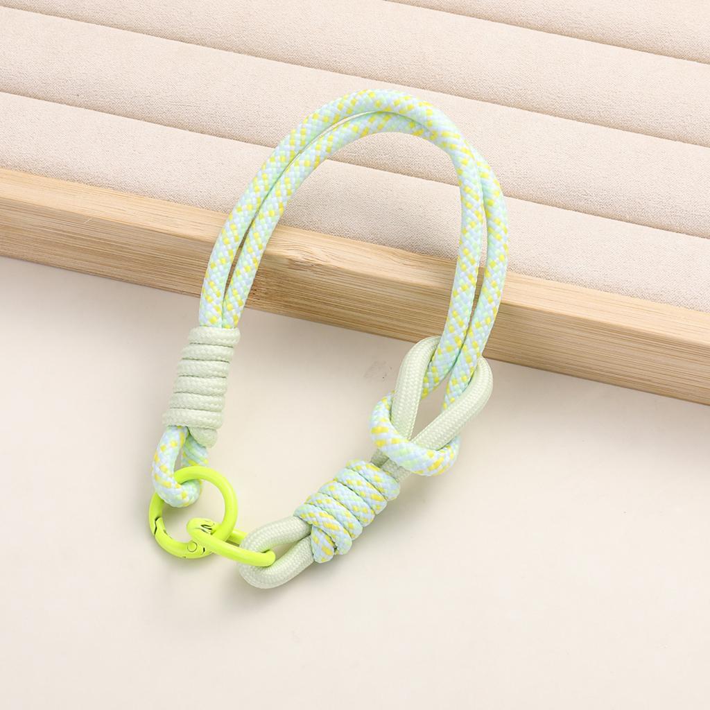Color-blocked Double-buckle Knotted Hand-woven Short Mobile Phone Lanyard