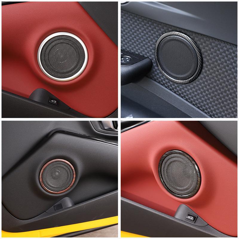 suitable For -2025 Toyota GR Supra A90 ABS Carbon Fiber/Silver Car Door Speaker Ring Trim Sticker Interior Car Accessories