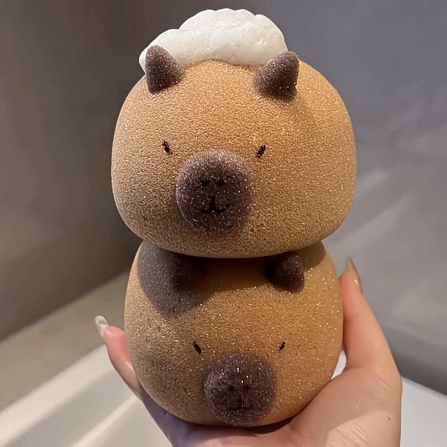 1Pcs Wash Blistering Capybara Bath Sponge Ball Body Exfoliate Household Baby Shower Brushes Bubble Sponges Cartoon Animal Shape