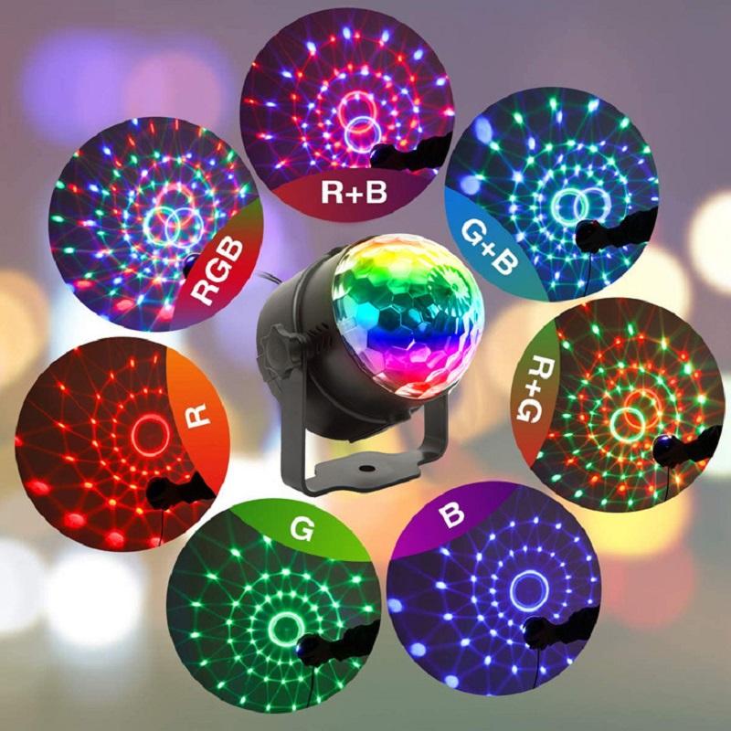 Music Sync LED Stage Disco Light With Remote Control Christmas Atmosphere Rotating Ball Lamp for Party Home KTV DJ Bar Xmas