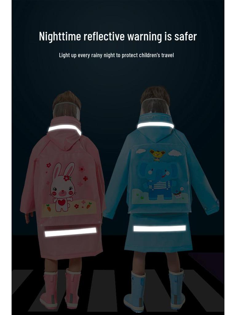Cartoon Kinder Wasserdichtes Poncho mit Rucksackplatz - Verdickter Ganzkörper-Regenmantel für Grundschuljungen & -mädchen