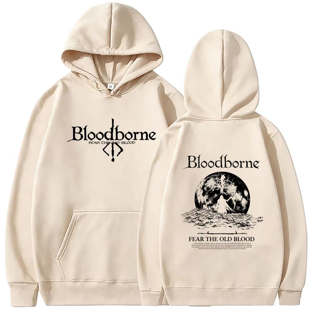 2026 Soft Cotton Sweatshirt Game Bloodborne Fear The Old Blood Graphic Hoodie Men Women Casual Horror Style Hooded Sweatshirt